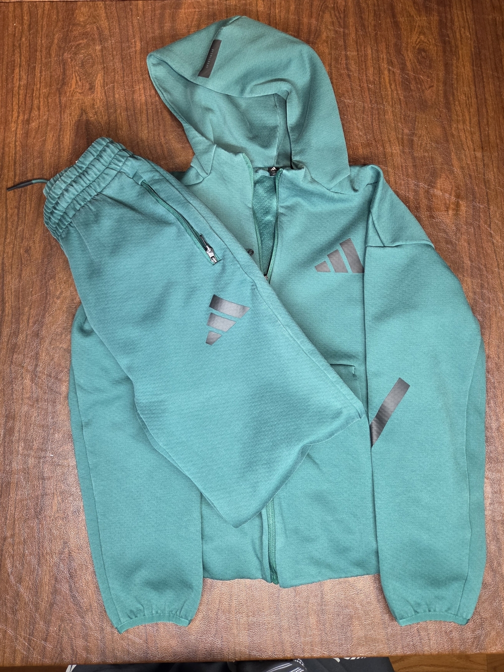 Forest Green Adidas Kids Large Jogger & Hoodie Set